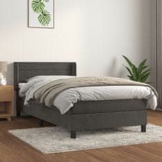 Greatstore Box spring postel s matrací tmavě šedá 90x200 cm samet