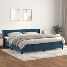 Greatstore Box spring postel s matrací tmavě modrá 200x200 cm samet