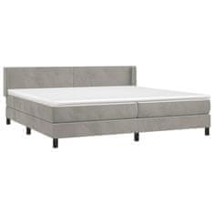 Greatstore Box spring postel s matrací světle šedá 200x200 cm samet