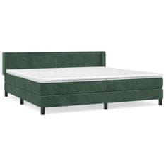 Greatstore Box spring postel s matrací tmavě zelená 200x200 cm samet