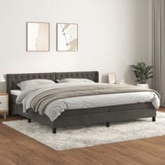 Greatstore Box spring postel s matrací tmavě šedá 200x200 cm samet