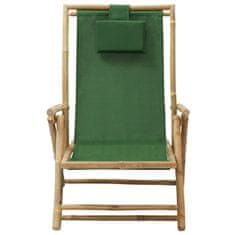 Vidaxl Polohovací relaxační křeslo zelené bambus a textil