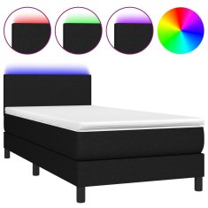 Greatstore Box spring postel s matrací a LED černá 80 x 200 cm textil