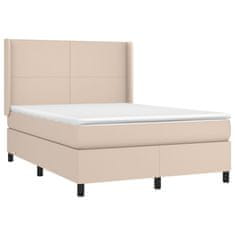 Vidaxl Box spring postel matrace a LED cappuccino 140x190cm umělá kůže