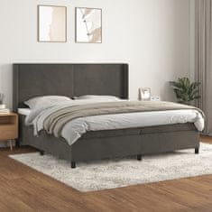 Greatstore Box spring postel s matrací tmavě šedá 200x200 cm samet