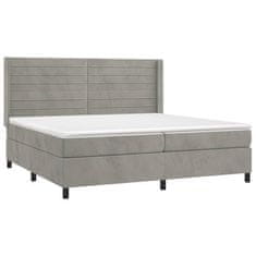 Greatstore Box spring postel s matrací světle šedá 200x200 cm samet