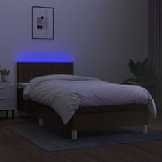 Greatstore Box spring postel s matrací a LED tmavě hnědá 90x200 cm textil