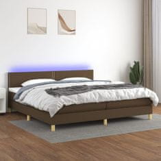 Greatstore Box spring postel s matrací a LED tmavě hnědá 200x200 cm textil