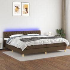 Greatstore Box spring postel s matrací a LED tmavě hnědá 200x200 cm textil