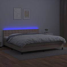 Greatstore Box spring postel matrace a LED cappuccino 200x200cm umělá kůže