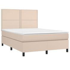 Greatstore Box spring postel matrace a LED cappuccino 140x190cm umělá kůže