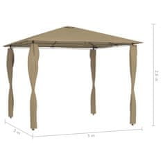 Greatstore Altán s bočními stěnami 3 x 3 x 2,6 m taupe 160 g/m2