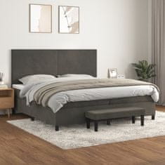 Greatstore Box spring postel s matrací tmavě šedá 200x200 cm samet