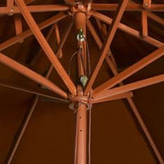 Greatstore Dvoupatrový slunečník s dřevěnou tyčí terakotový 270 cm
