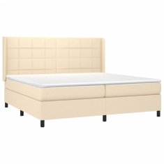 Greatstore Box spring postel s matrací a LED krémová 200x200 cm textil