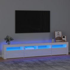 Greatstore TV skříňka s LED osvětlením bílá vysoký lesk 210x35x40 cm