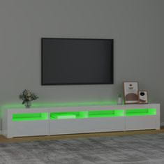 Greatstore TV skříňka s LED osvětlením bílá vysoký lesk 240x35x40 cm