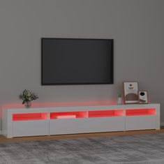 Greatstore TV skříňka s LED osvětlením bílá vysoký lesk 240x35x40 cm