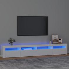 Greatstore TV skříňka s LED osvětlením bílá vysoký lesk 240x35x40 cm