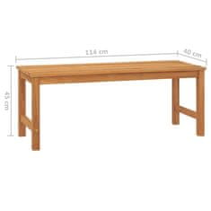 Greatstore Zahradní lavice 114 cm masivní teakové dřevo