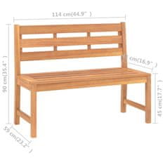 Greatstore Zahradní lavice 114 cm masivní teakové dřevo