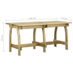 Greatstore Zahradní stůl 160 x 74 x 75 cm impregnované borové dřevo