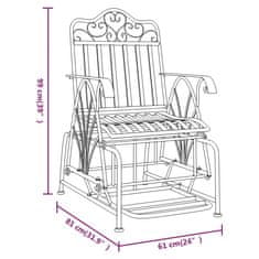Vidaxl Zahradní houpací křeslo, 61 cm, černá, ocel