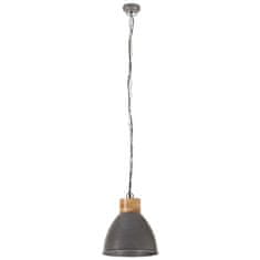 Greatstore Industriální závěsná lampa šedá železo masivní dřevo 46 cm E27