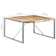 Vidaxl Jídelní stůl 140 x 140 x 75 cm hrubé mangovníkové dřevo