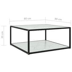 Greatstore Čajový stolek bílý 80 x 80 x 35 cm tvrzené sklo