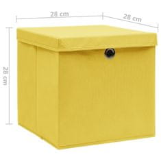 shumee Úložné boxy s víky 10 ks 28 x 28 x 28 cm žluté