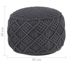 Greatstore Ručně vyrobený sedací puf macramé antracitový 45 x 30 cm bavlna