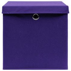 Vidaxl Úložné boxy s víky 10 ks 28 x 28 x 28 cm fialové