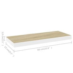 Vidaxl Plovoucí nástěnné police 4 ks dub a bílé 60 x 23,5 x 3,8 cm MDF