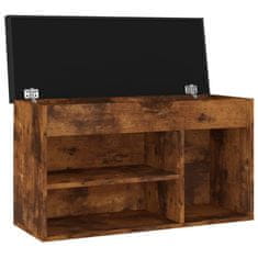 Greatstore Lavice s botníkem a poduškou kouřový dub 80x30x47cm dřevotříska