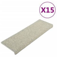 Vidaxl Samolepící nášlapy na schody vzhled sisal 15 ks 65 x 25 cm šedé