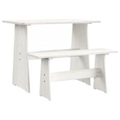 Greatstore Jídelní stůl s lavicí bílý masivní borové dřevo
