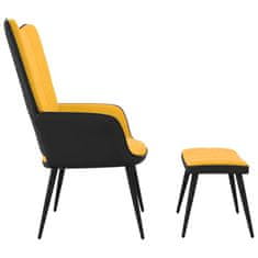 Vidaxl Relaxační křeslo se stoličkou hořčicově žluté samet a PVC