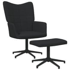 Greatstore Relaxační křeslo se stoličkou černé textil