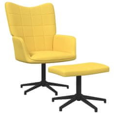 Greatstore Relaxační křeslo se stoličkou hořčicově žluté textil