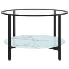 Greatstore Čajový stolek černý a bílý mramor 70 cm tvrzené sklo