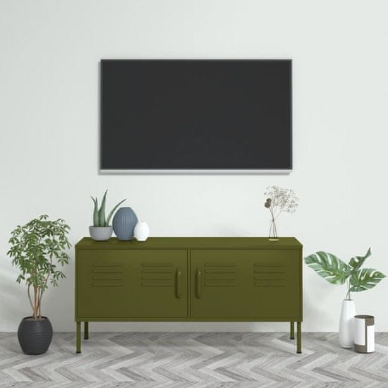 Vidaxl TV skříňka olivově zelená 105 x 35 x 50 cm ocel