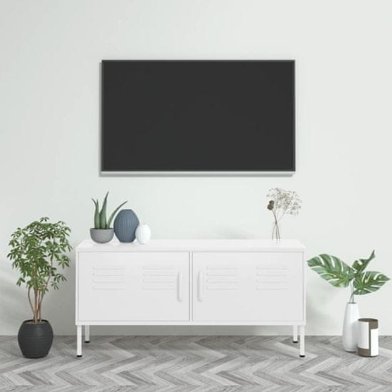 Greatstore TV skříňka bílá 105 x 35 x 50 cm ocel