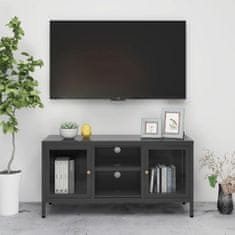 Greatstore TV stolek antracitový 105 x 35 x 52 cm ocel a sklo