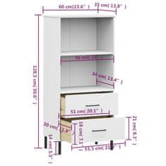 Greatstore Knihovna se 2 zásuvkami bílá 60x35x128,5 cm masivní dřevo OSLO