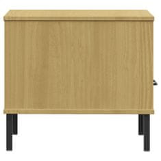 Vidaxl Noční stolek s kovovými nohami hnědý masivní borové dřevo OSLO
