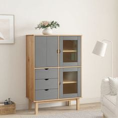 Greatstore Skříň highboard hnědá a šedá 85x43x125 cm masivní borové dřevo