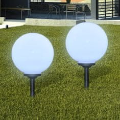 Greatstore Zahradní svítidlo solární LED kulaté 30 cm 2 ks zapichovací