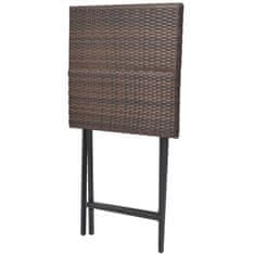 Greatstore 3dílný skládací bistro set ocel polyratan hnědý