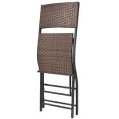 Greatstore 3dílný skládací bistro set ocel polyratan hnědý